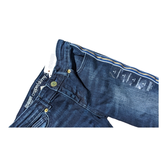 Gymboree Girls size 6 Cropped Skinny w/ Gold Trim Blue Jeans - Picture 2 of 9